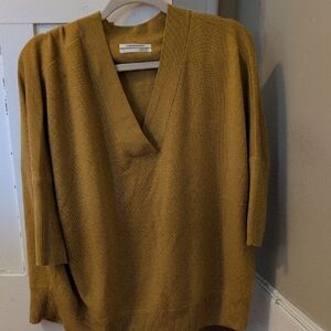 Anthropologie Brown V-Neck Sweater Knit Relaxed